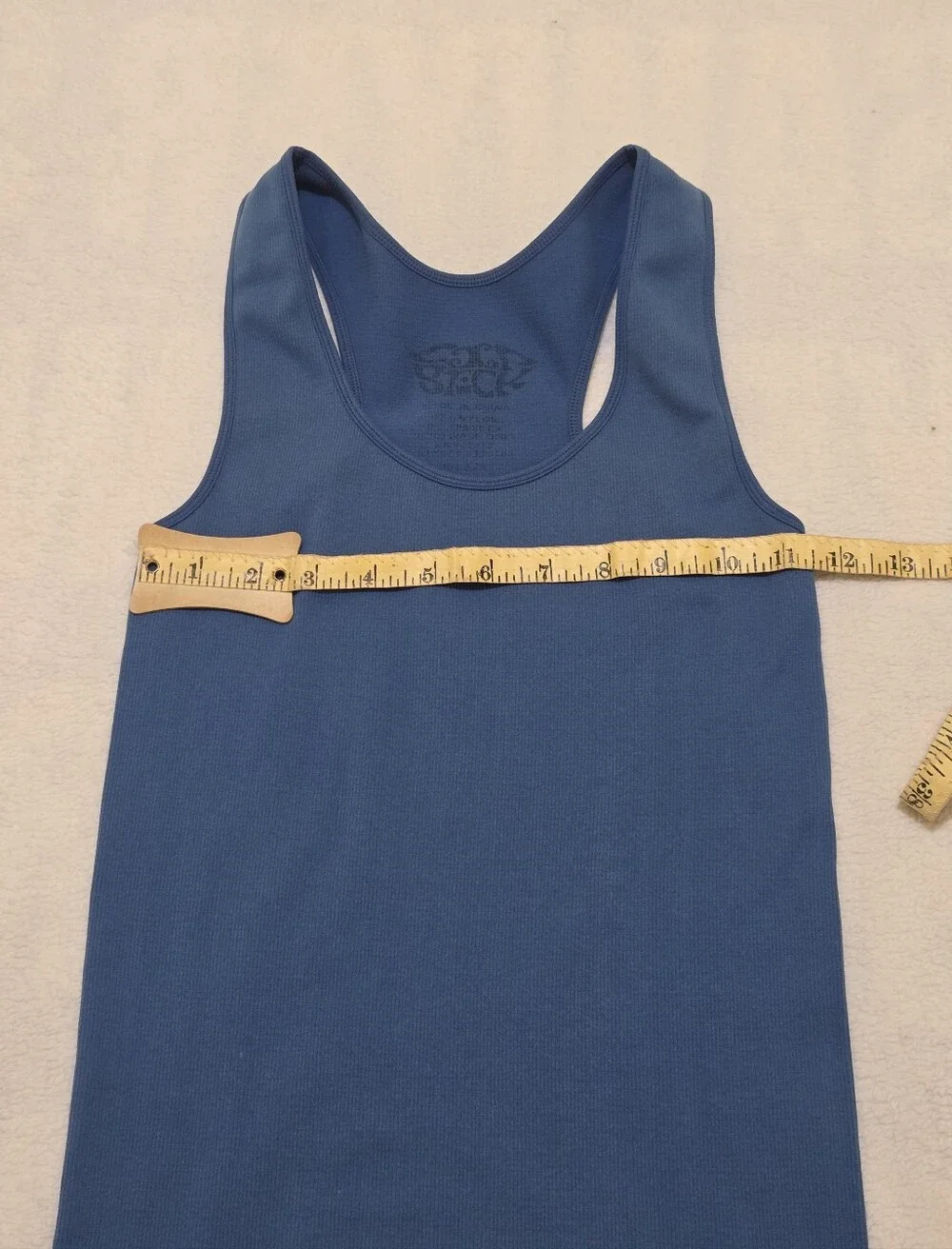 🩷Y2K Lip Stick Blue Ribbed Racerback Tank Top Womens Small